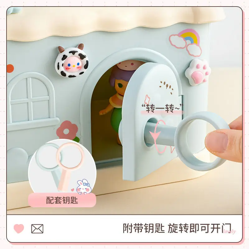 Kawaii Piggy Bank Anime Cartoon Cute Square Money Boxes Piggy Bank with Lock and Key for Notes Children Xmas New Year Toys Gift