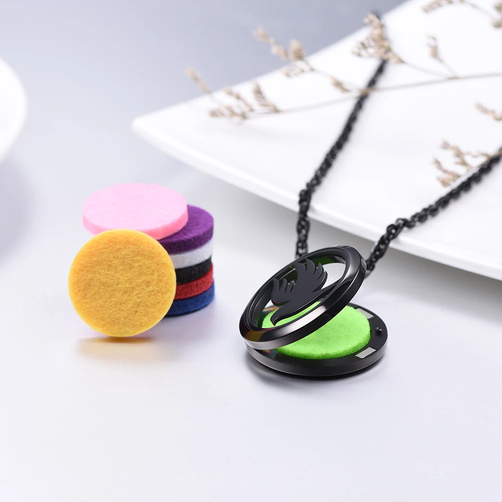 U7 Perfume Diffusers Locket Necklaces Bird The Peace Dove Round Essential Oils Sponge Refill Pads Aromatherapy Jewelry Gift