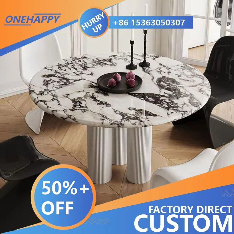 Any Size Custom Italian Luxury Round Bulgari Marble Dining Table Multi Stone Choice Eco Friendly Formaldehyd Safe Home Furniture