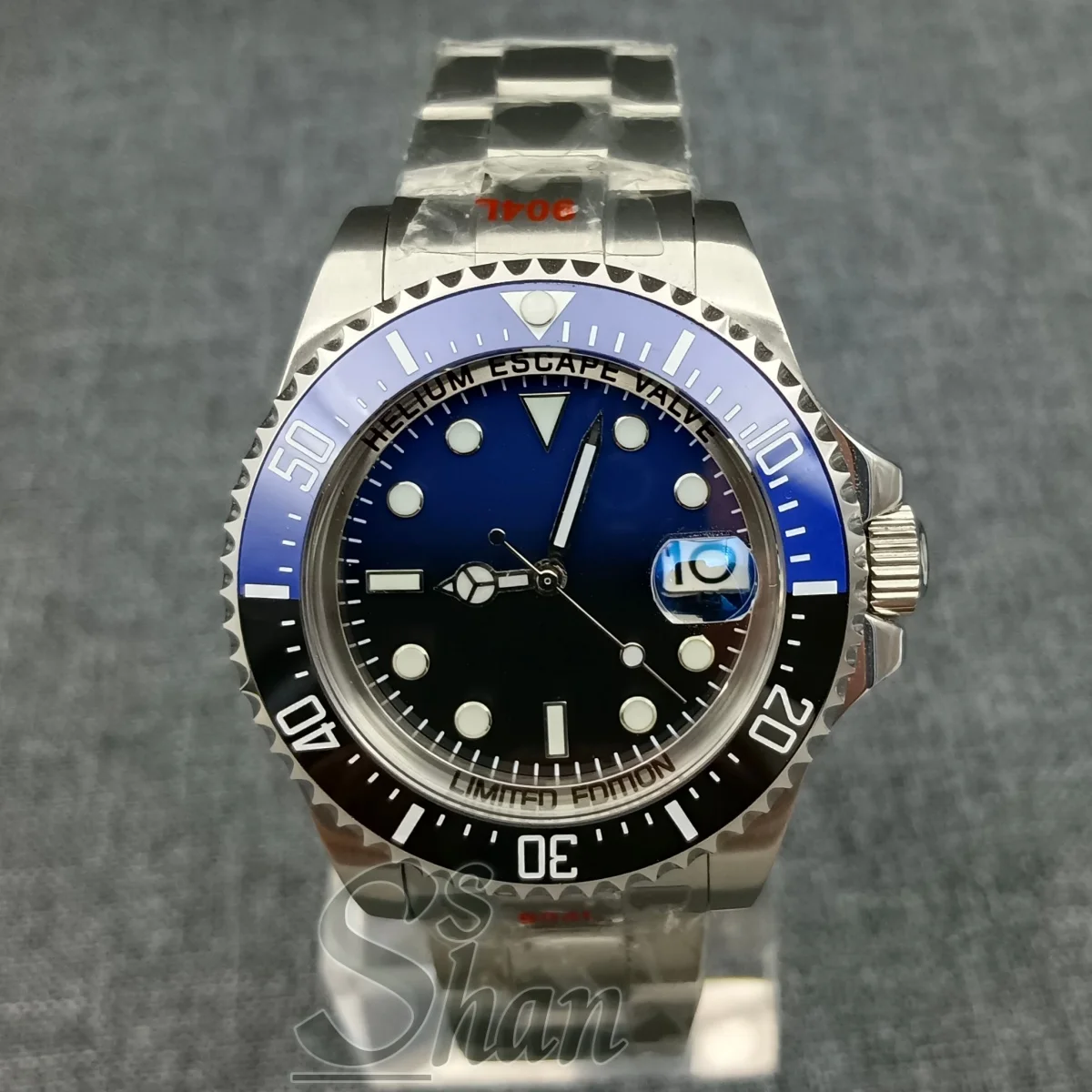 43mm men's diving watch Sapphire glass ceramic bezel magnifying date stainless steel bracelet sliding lock NH35 PT5000 wristwatc