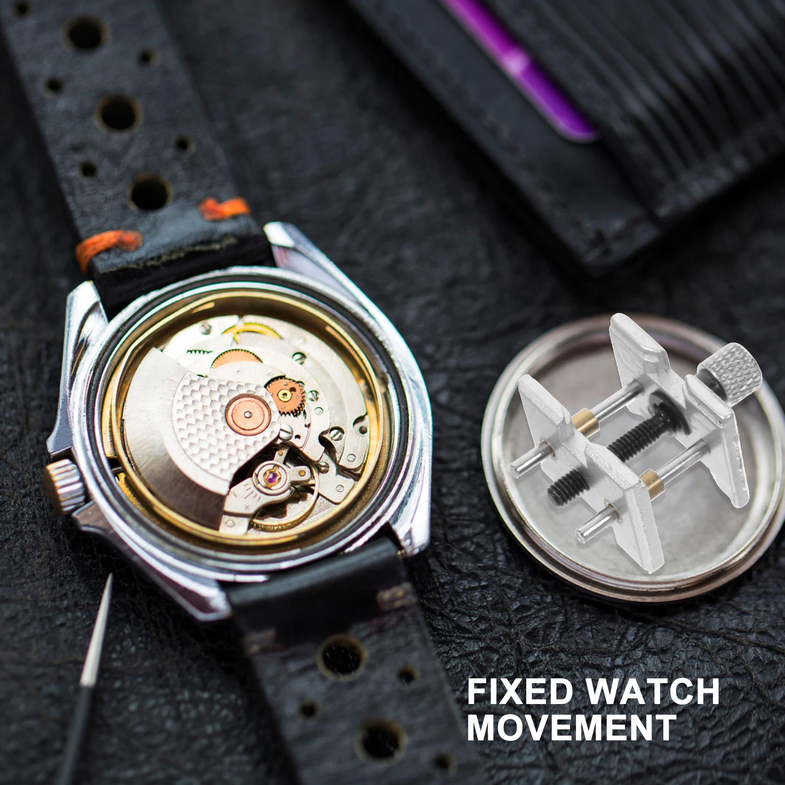 

2Pcs Watch Clamp Tool Set Heavy Duty Metal Watch Repair Tools Adjustable Dual Side Use for Movement Removal and Fixing Jobs