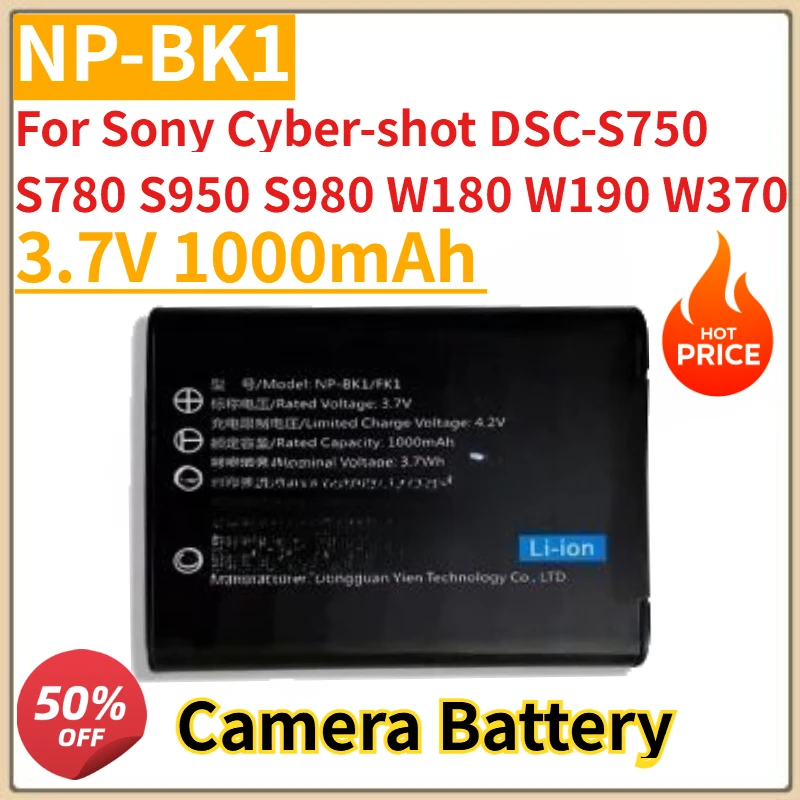 

High Quality New NP-BK1 NP-FK1 Camera Battery 3.7V 1000mAh For Sony Cyber-shot DSC-S750 S780 S950 S980 W180 W190 W370