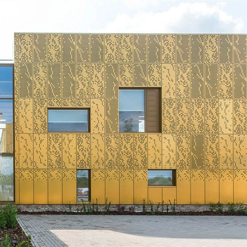 punched aluminum plate, perforated aluminum veneer, a variety of aperture pattern selection, curtain wall decorative punche