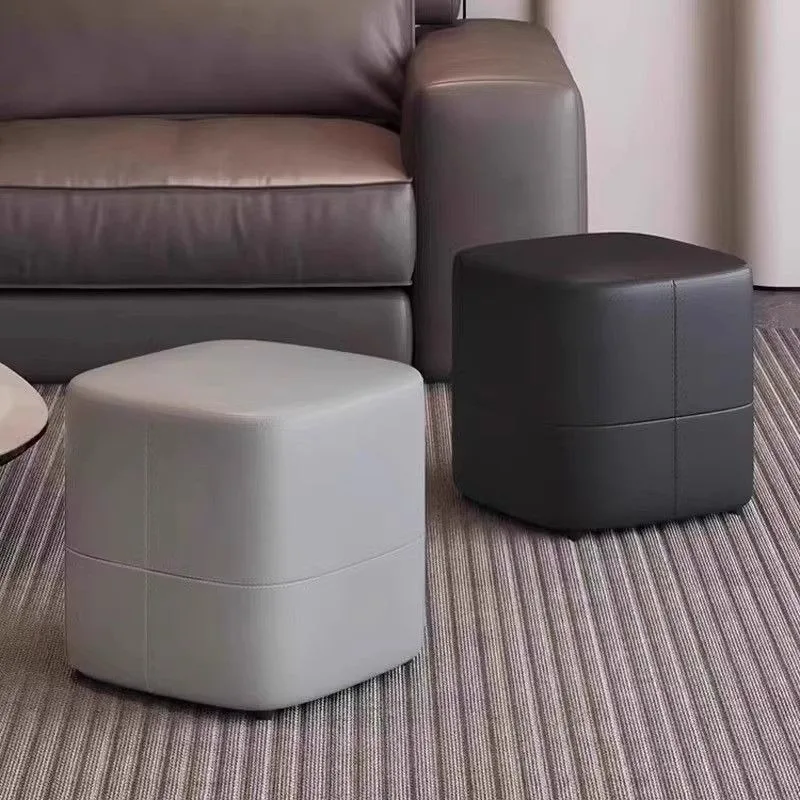 Luxury Leather Square Stool 2