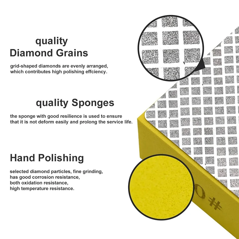 

【Superdeals】8Pcs Diamond Hand Polishing Pads For Tile Glass Grinding,Sanding Blocks Polishing 60,100,200,400
