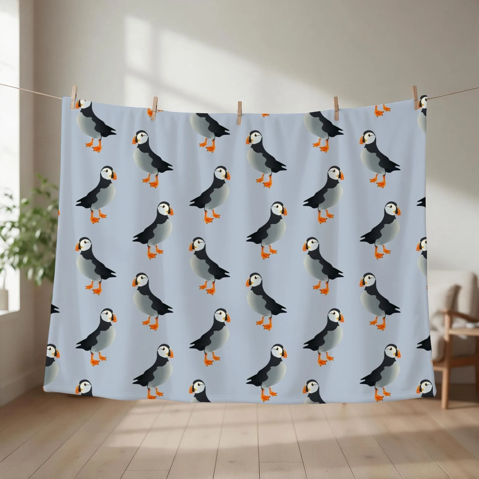 Little Atlantic Puffin Throw Blanket