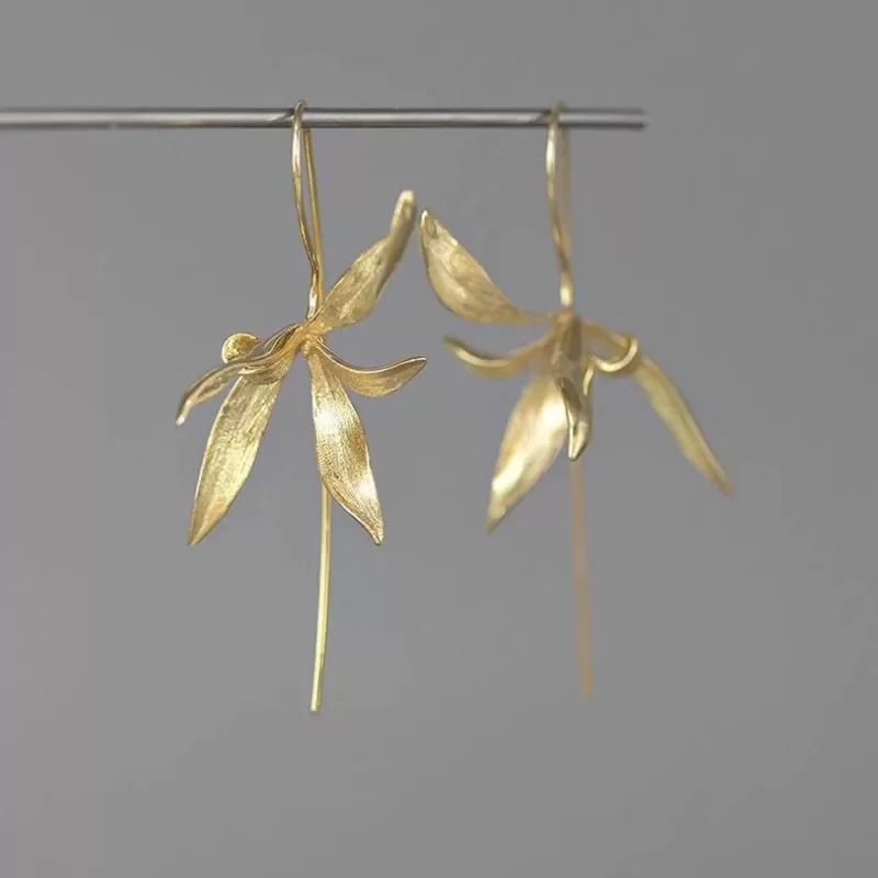 XIYANIKE Vintage Iris Flower Drop Earrings Hook For Women Girl New Fashion Trendy Jewelry Gift Party Wedding серьги image 3