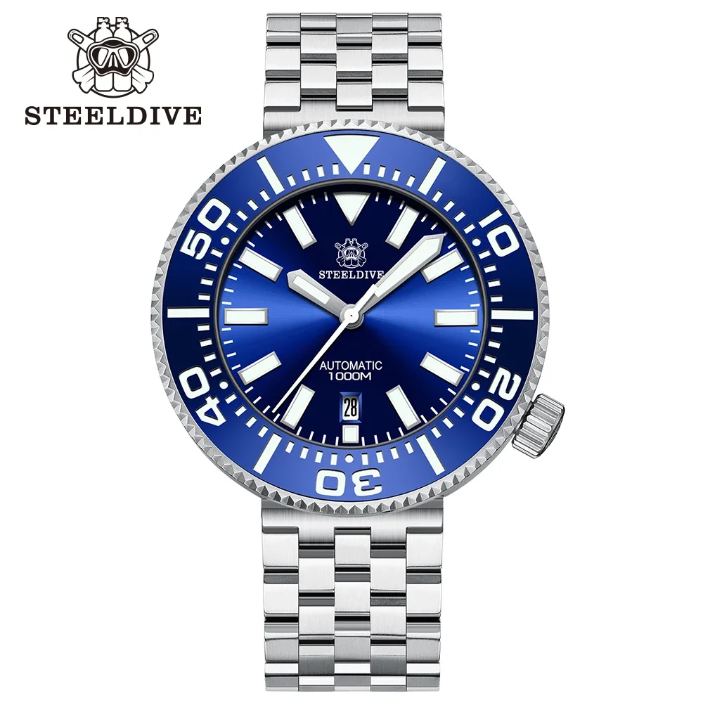 

STEELDIVE SD1976P Blue Dial 316L Case Sapphire Glass 48MM One-Piece Case NH35 Automatic Movement 1000M Waterproof Men Dive Watch