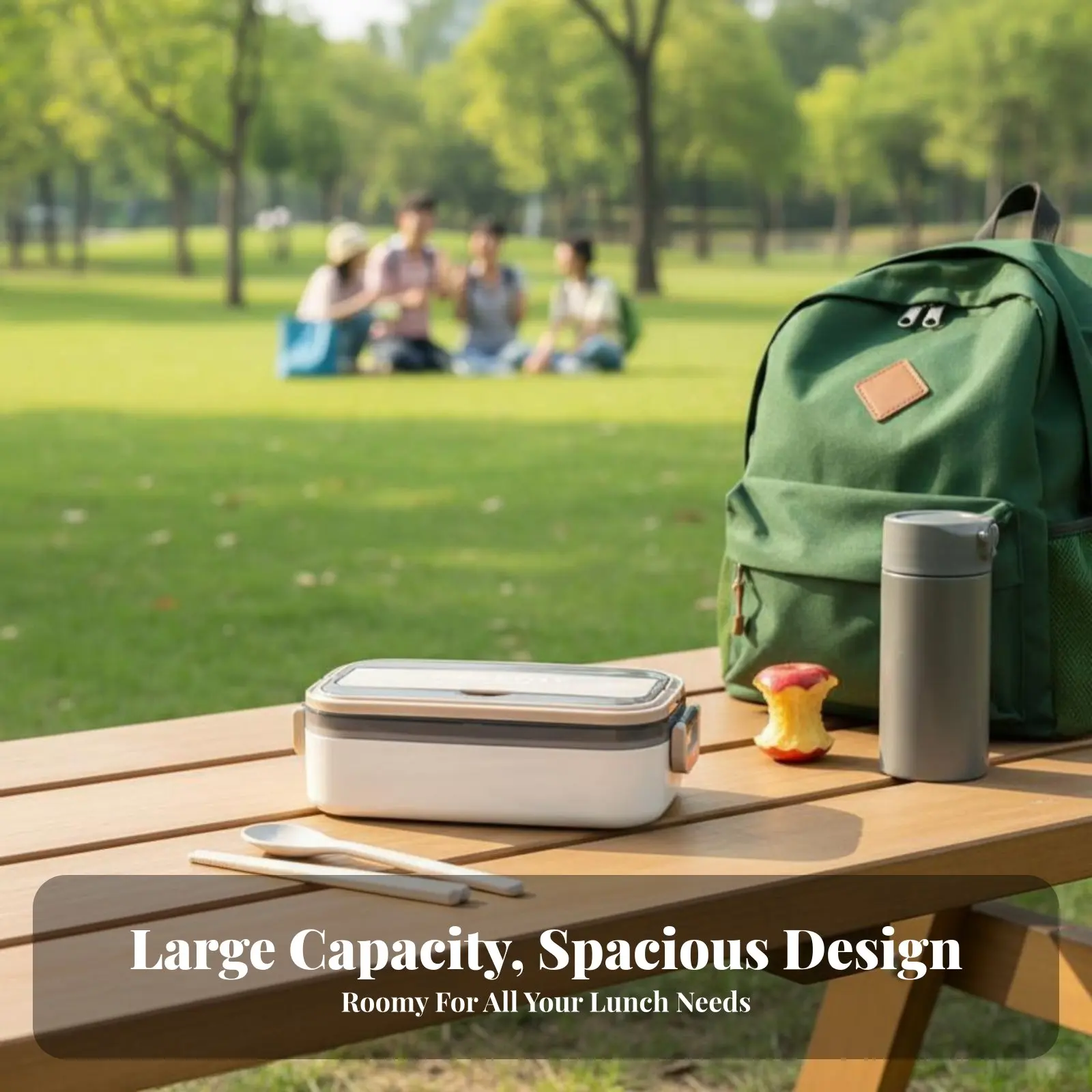 Student Lunch Box, Double Layer Bento Container, Food Grade, Leakproof, Microwave Safe, Rectangular, Multiple Colors