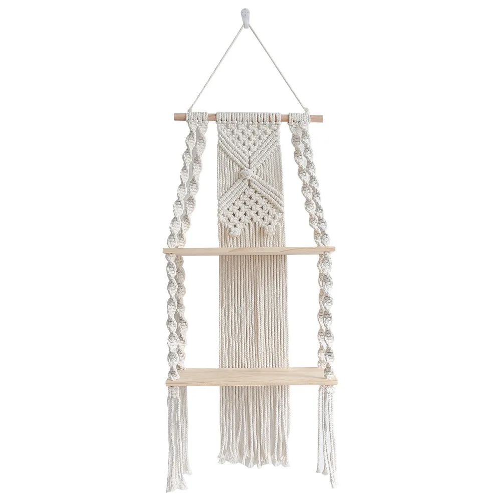 Hand-woven storage rack, Bohemian style, tapestry, wall-mounted storage