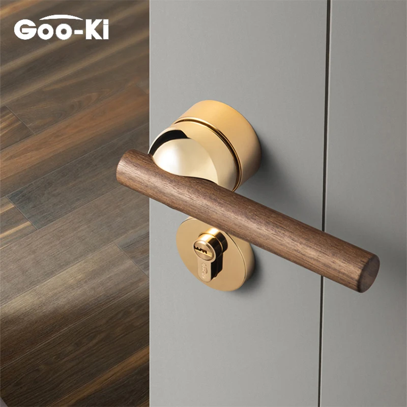 High Quality Black Walnut Door Lock American Style Bedroom Door Lock Interior Door Handle Furniture Indoor Door Handle Lockset