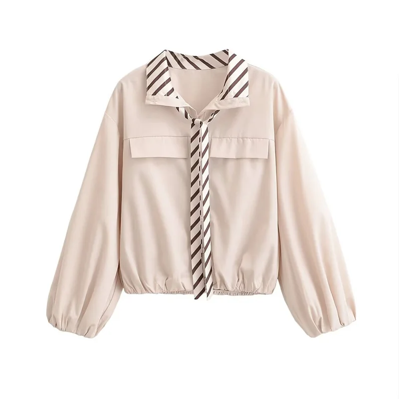 

Women's Shirt 2026 New Fashion Spring Summer Color-Blocked Collar Poplin Shirt for Women Casual Chic Personality Female Top