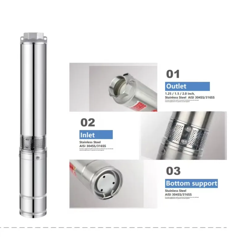 

WSDS Series AC/DC Automatic Switcher Solar Deep Well Submersible Water Pump for Agriculture Irrigation with MPPT Controller