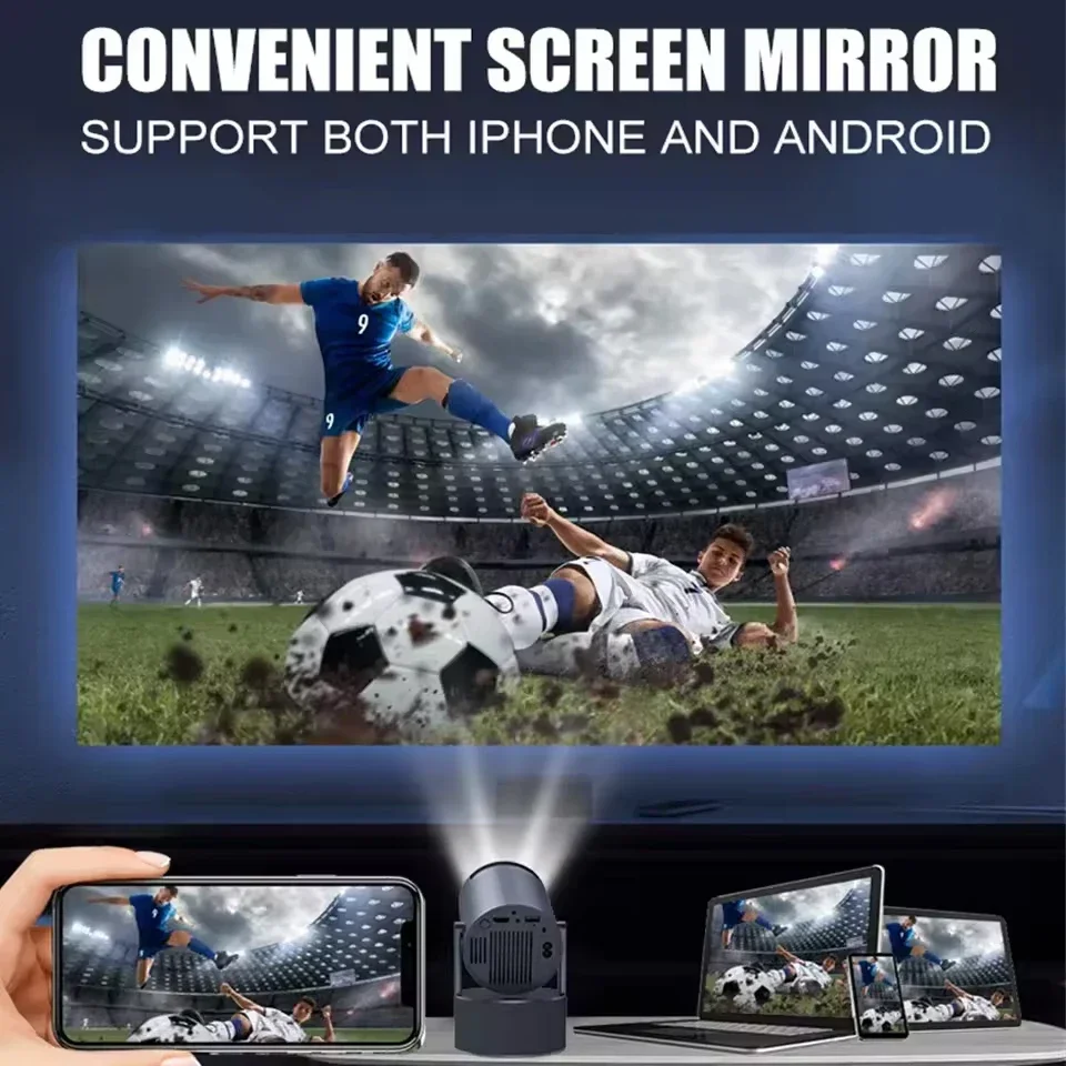 HT5 Pro Mini Newly Native 720P Android11 4K Projector 300ANSI Wifi6 BT5.0 Cinema Outdoor Portable 180° Rotable Projector