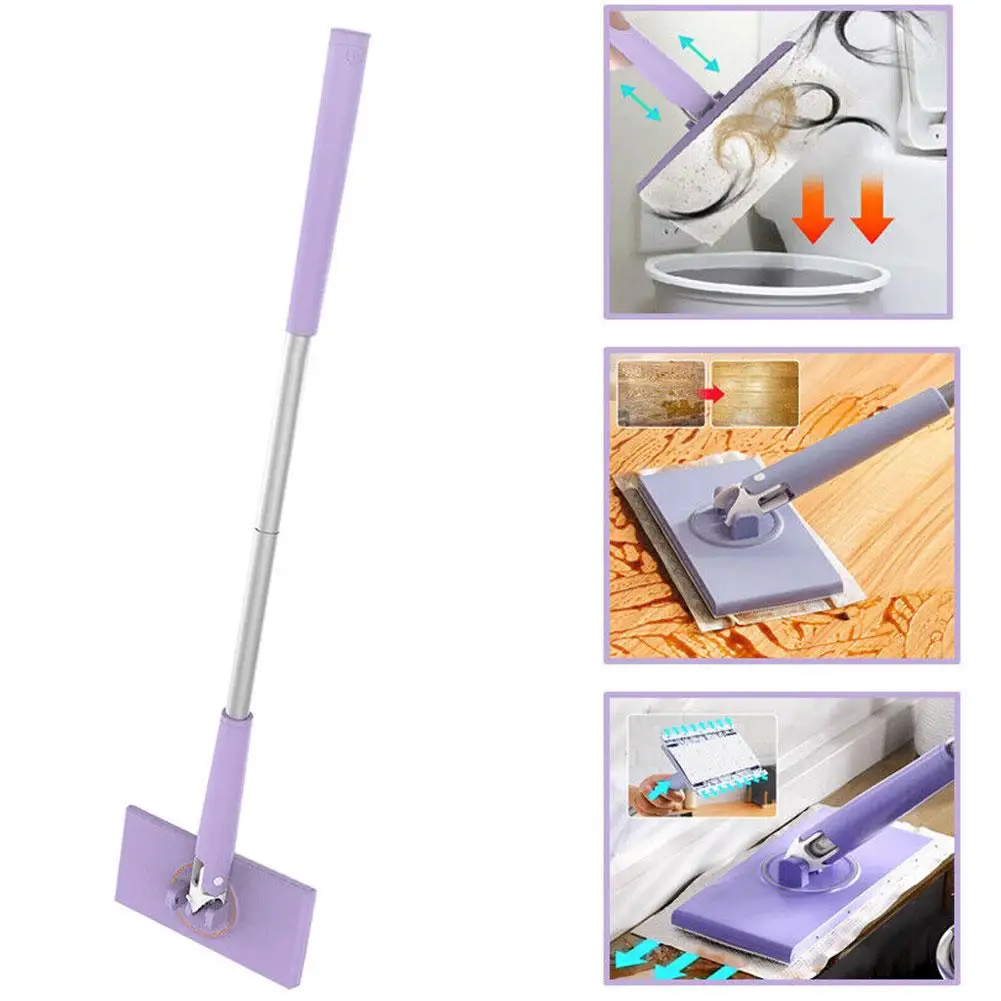 Automatic Cloth Changing Mini Mop Hands-Free Cleaning Tool Push-Pull With Mop Mop Cloth Handle Cleaning Cleaning Home E9Z1