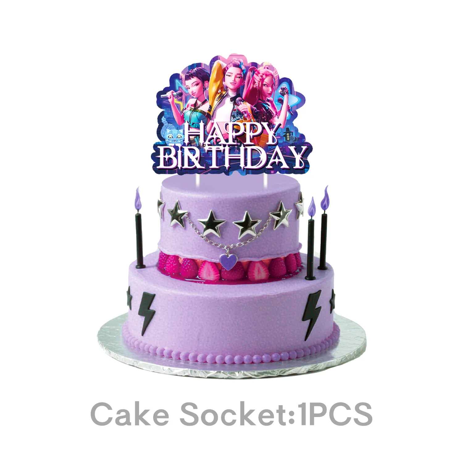 Kpop Demon Hunters Cake Decorations Korean Kpop Anime Cake Toppers Birthday Party Decor Cupcake Supplies Baby Shower Supplies