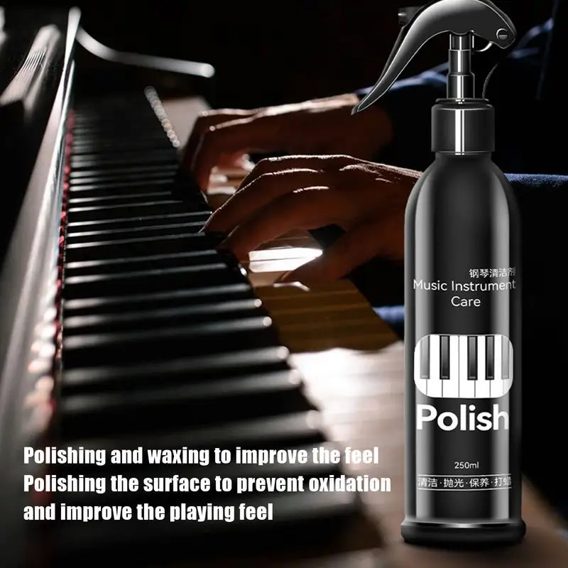 Piano Polish Spray Multipurpose Powerful Care Kit 250ml Piano Shine Polish & Cleaner Piano Cleaning Tools With Wiper Cloth For