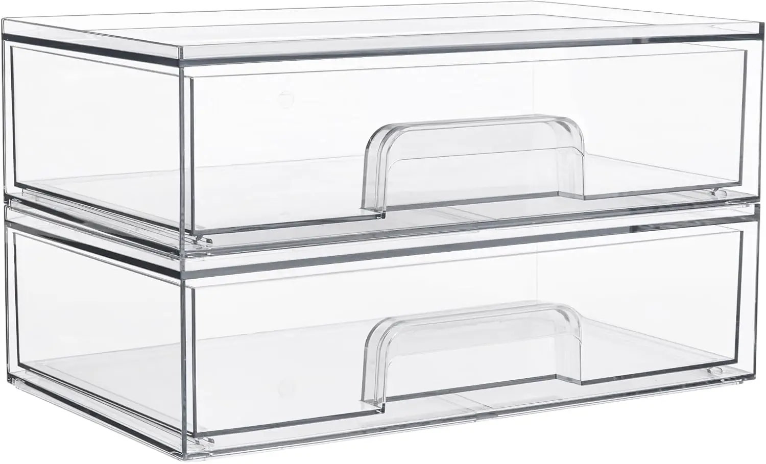 

12.1''W Clear Stackable Storage Drawers,2 Pack Acrylic Plastic Organizers Bins for Makeup Palettes, Cosmetics, and Beauty Sup
