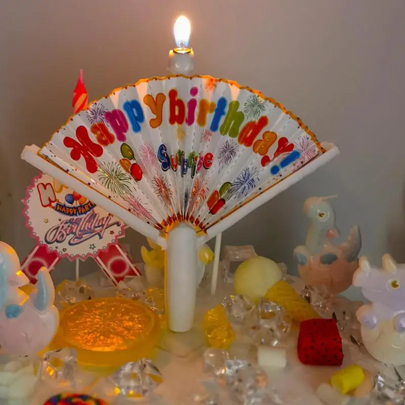 New Happy Birthday Candle Creative Surprise Candle In Fan Shape Birthday Cake Candle Decor Funny Unique Birthday Candle Cupcake