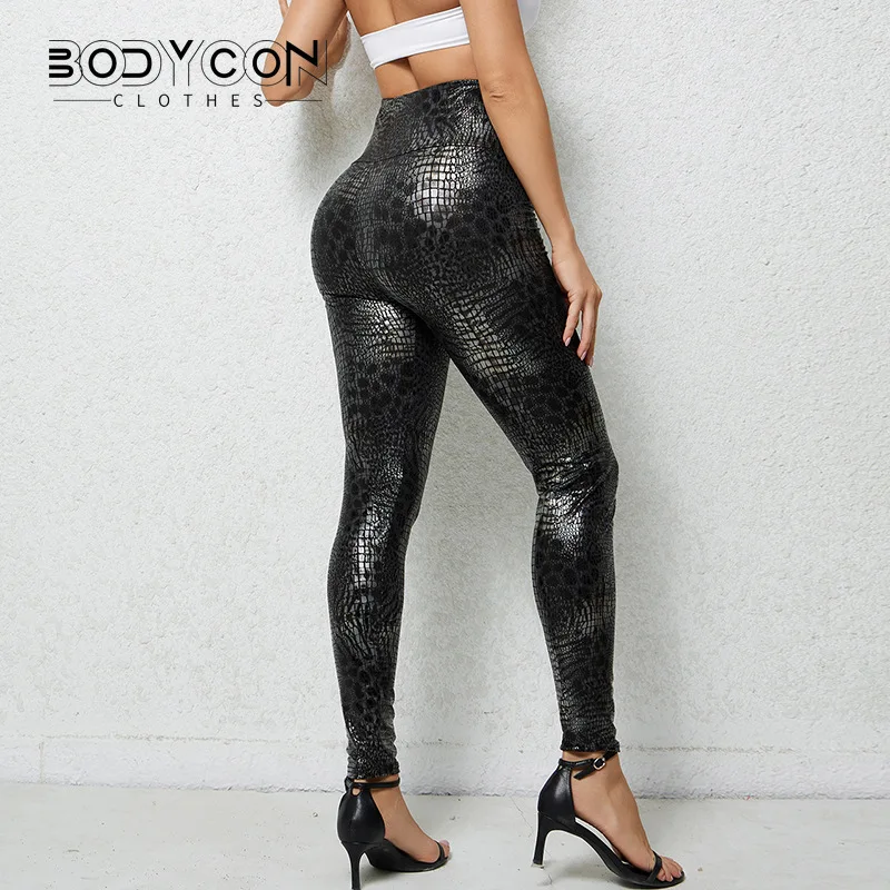 Bodycon Y2K Pants Women Gym Sexy Serpentine Print Pencil Leggings Fashion Streetwear High Waist Leggings