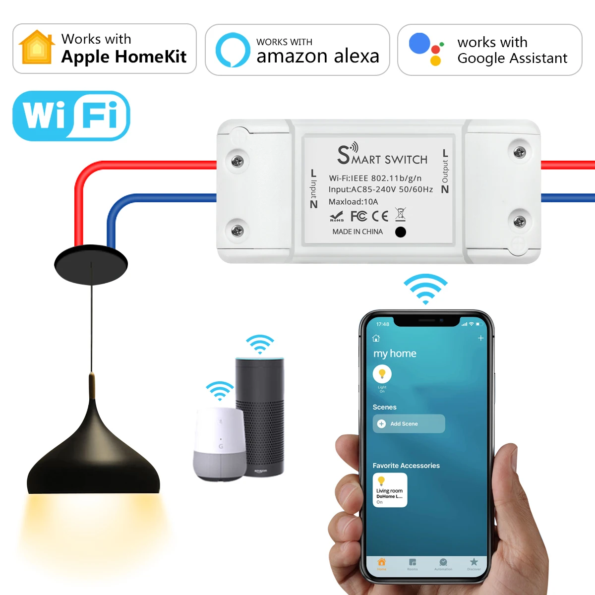 

Smart Home House WiFi Relay Switch Voice Remote Control Breaker Home Automation Work With Apple Homekit/Alexa/Google Assistant