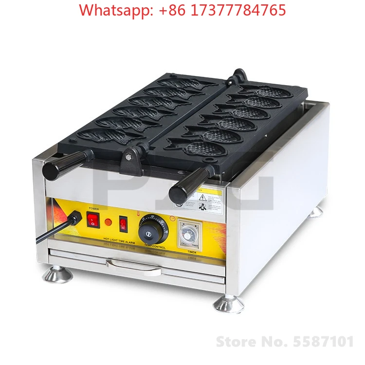 Fish Cake Taiyaki Making Machine 6 Holes Automatic Fresh Fish Cake Forming Machine Fish Shape Cake Waffle Machine