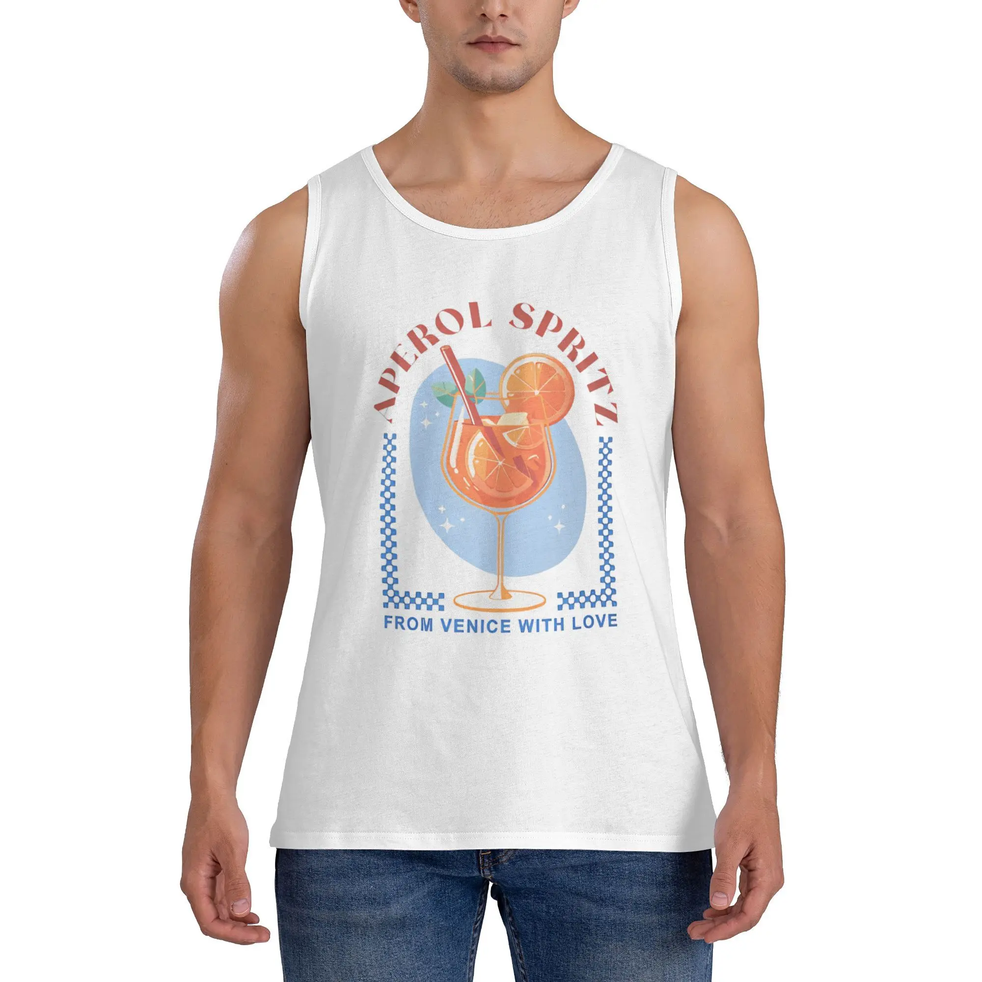 

Aperol Spritz Tank Top Man Tops Beach Printed Gym Fashion Oversize Sleeveless Shirts