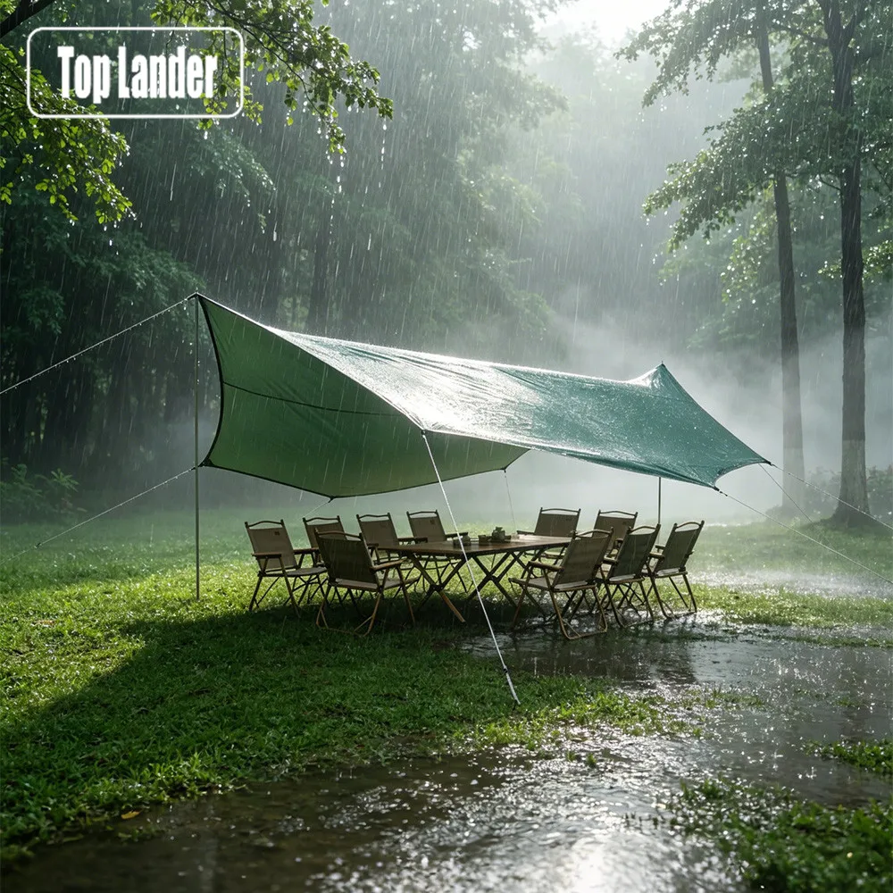 [Optional Selection] Large Octagonal Tarp 5.1x5.1m Ripstop Grid Silver Coated Blackout Sunshade Camping Tent Octagonal Tarp Waterproof Single Item with 2.8m Poles Full Set
