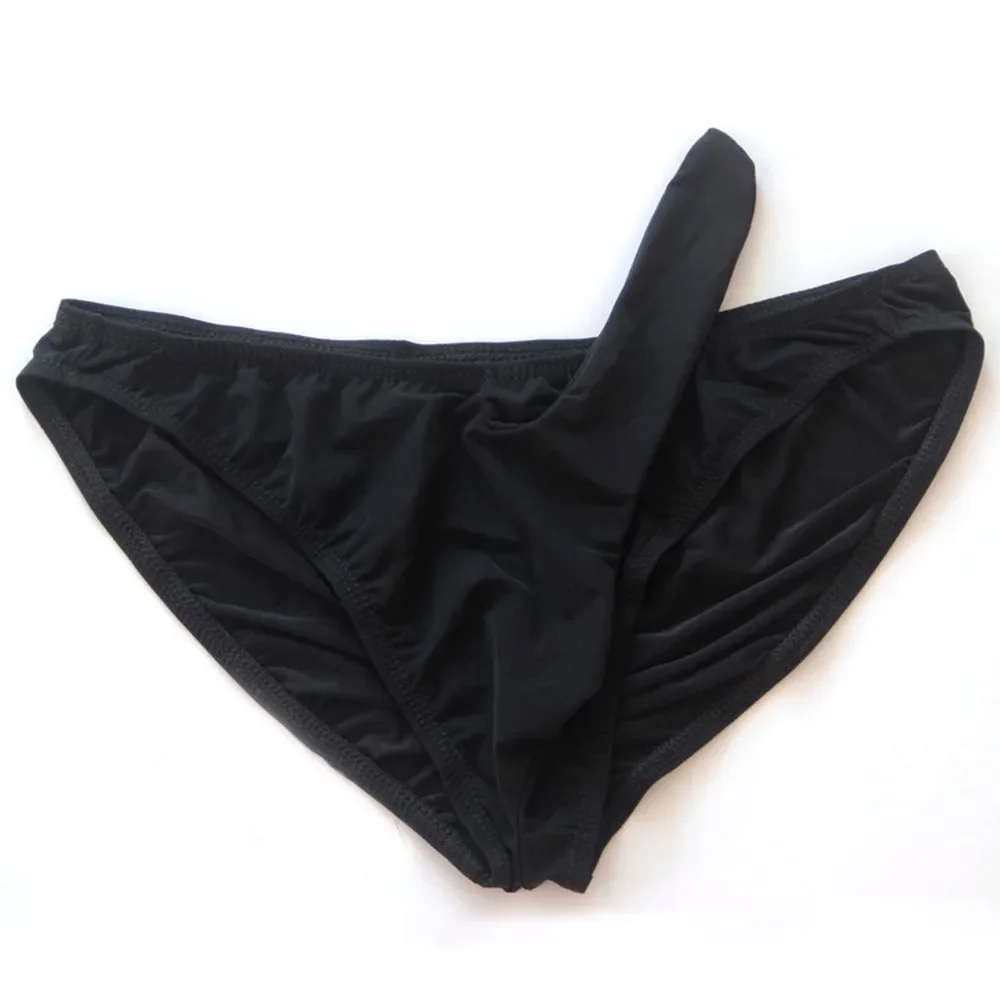 Men\\\'s Briefs Ice Silky Panties Ultra-thin Breathable Underpants Man Low Waist Solid Trunk Elephant Nose Briefs Underwear