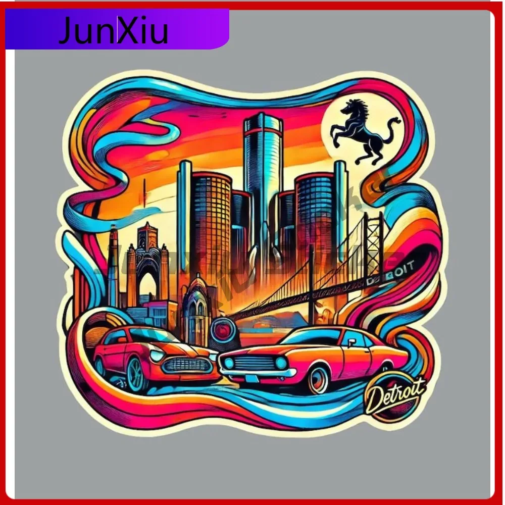 

Detroit Michigan Vacation Sticker Camping Windshield Bumper Truck Electric Car Decoration Wall Stickers Fo Suv Camper Aquarium