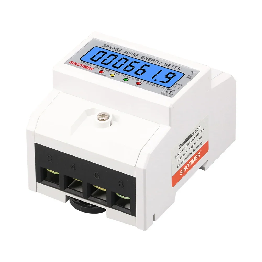 3 المرحلة 4 أسلاك استخدام الكهرباء متر Din السكك الحديدية عداد كهربائي 50/60 هرتز مقياس الطاقة 100A LCD الخلفية التيار المتناوب 3*230/400 فولت للداخلية