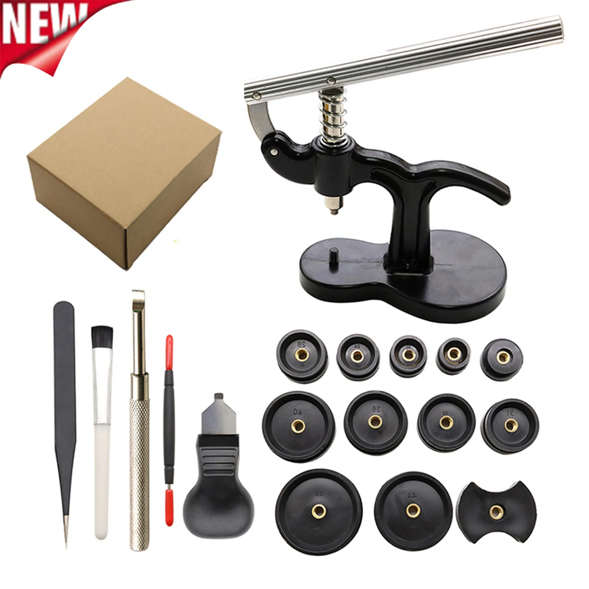 

24Pcs Back Cover Press Watch Presser Repair Tools Kit Watch Back Cover Opener Press Tool for Close Watches with 12 Mould Sizes