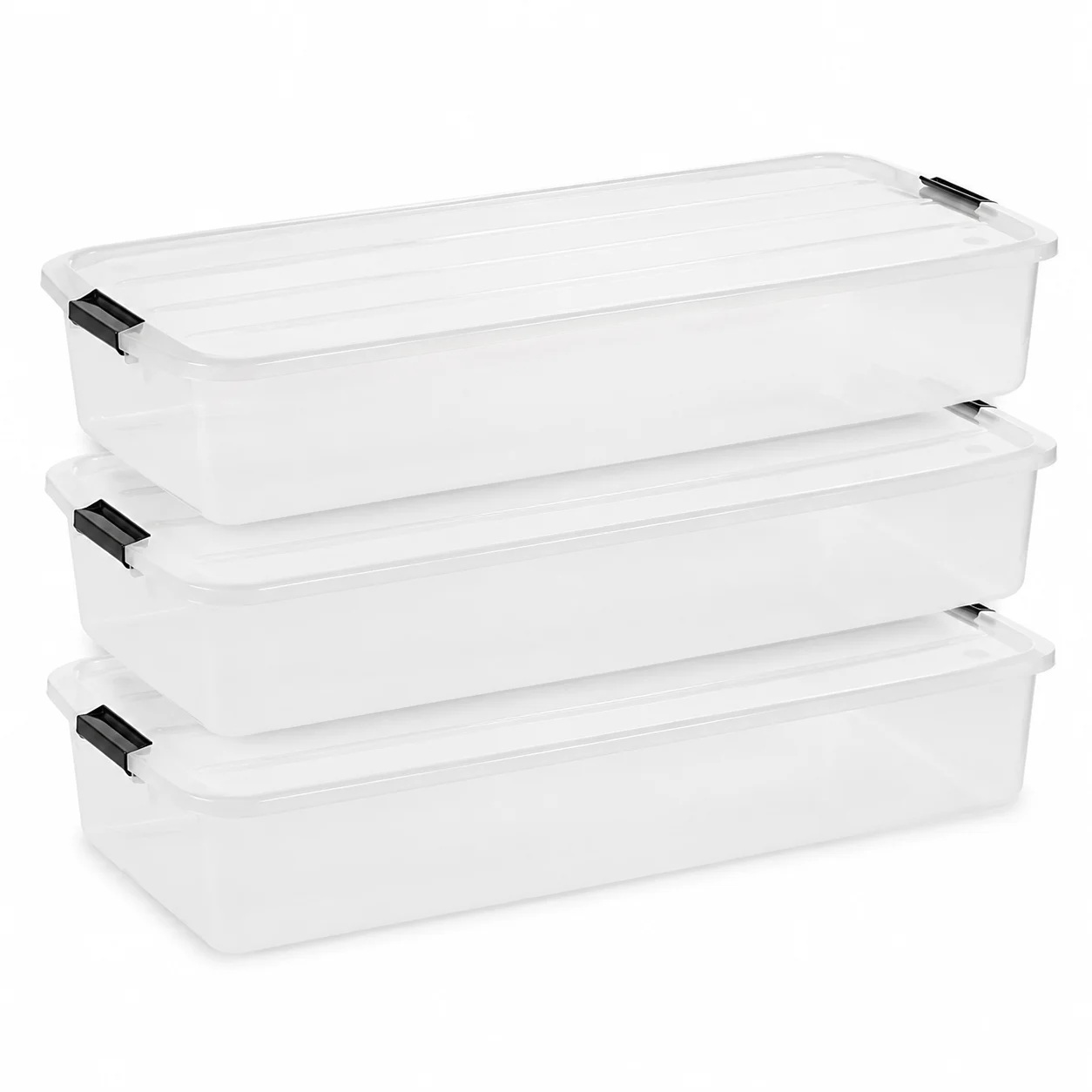 50 Qt Plastic Storage Bins with Lids 3‑Pack Stackable Storage Tote Containers Household Organizer for Garage Basement Closet Bedroom Toys Sundries Storage