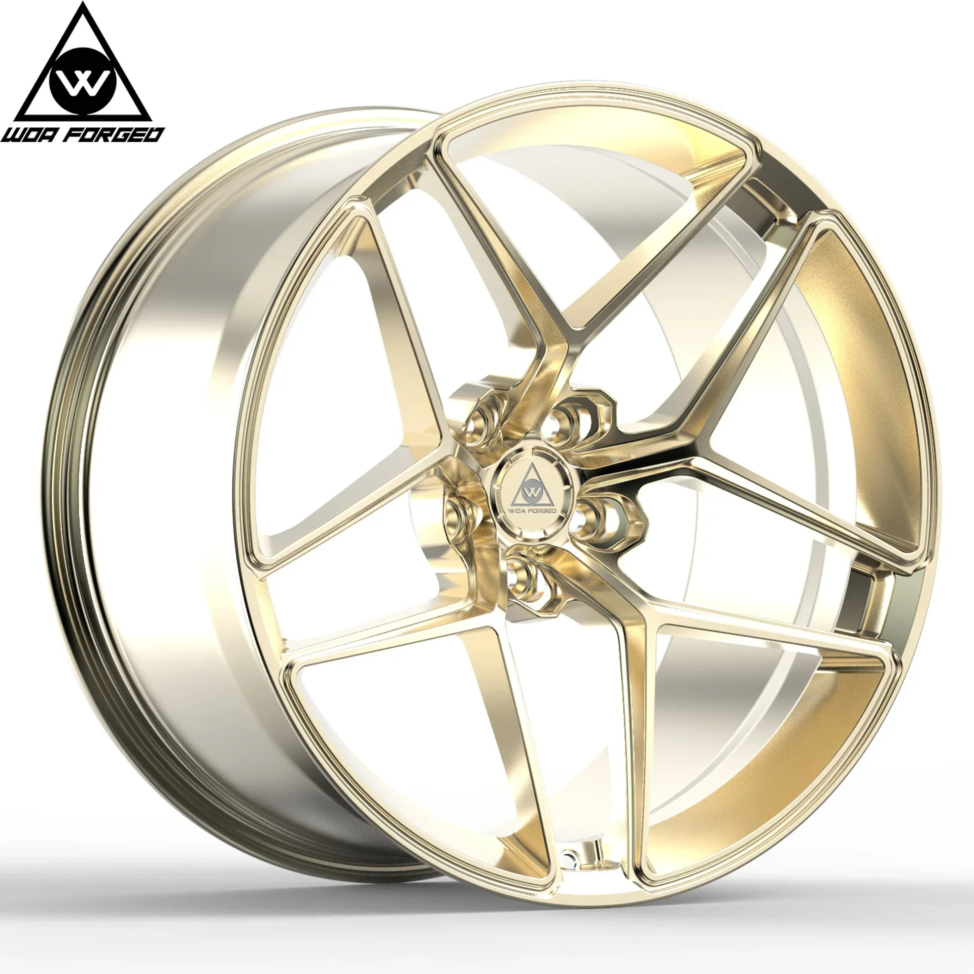 WOAFORGED حار بيع مخصص اللون مصقول الأزرق سبائك الألومنيوم عجلة مزورة مزدوجة خمسة تكلم عجلة سيارة الركاب Ff11 حافة المحور #5