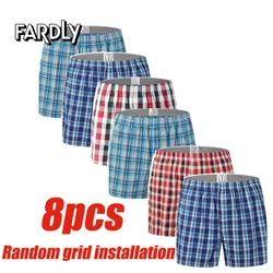 8PCS size M-9XL men's plus size boxer shorts men's square shorts men's casual summer beach underwear men's checkered underwear