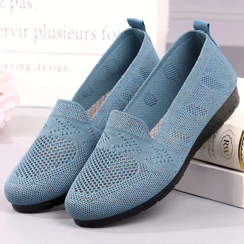 New Mesh Breathable Sneakers Women Breathable Light Slip on Flat Casual Shoes Ladies Loafers Socks Shoes for Women