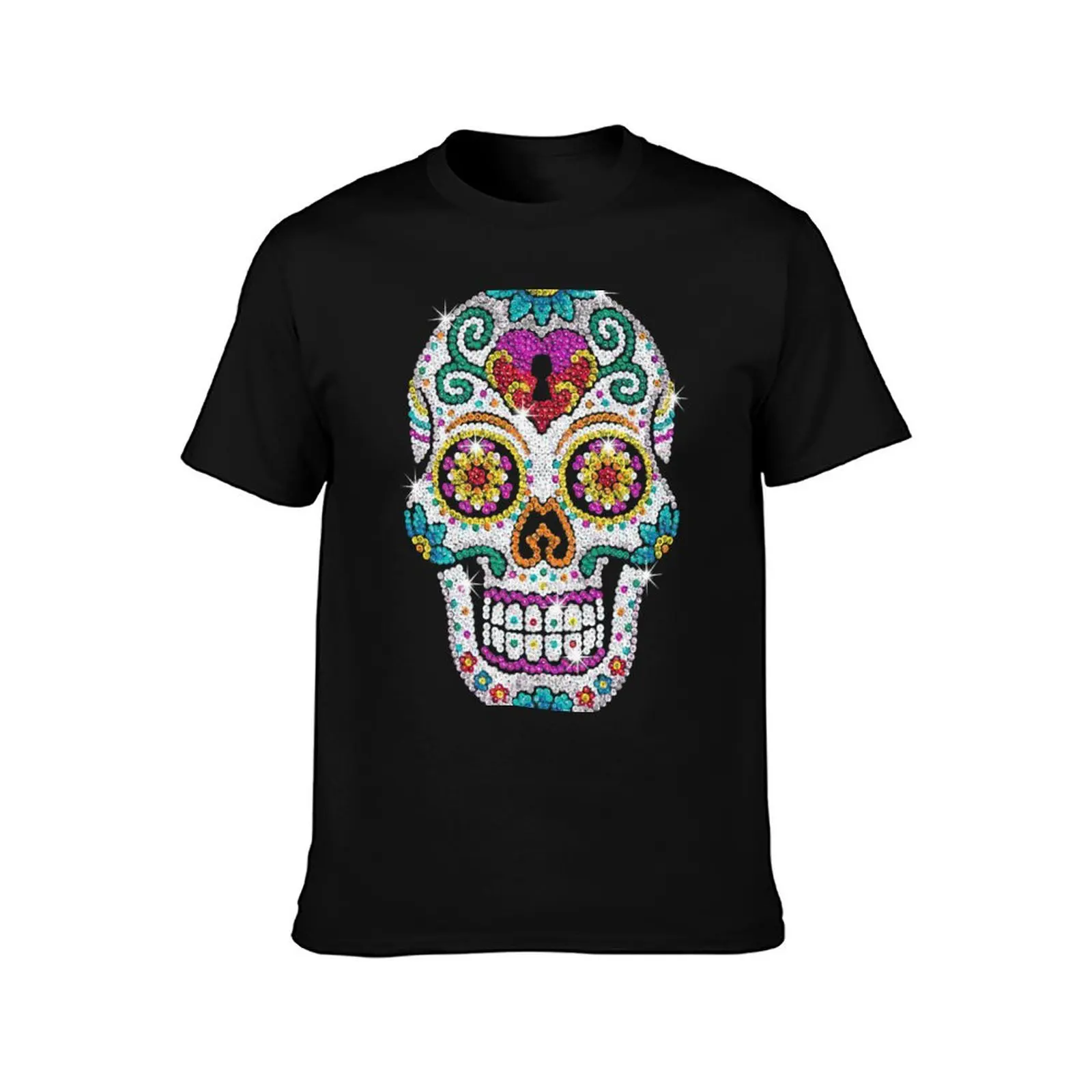 Diamond Bling Shiny Sugar Skull Diamond Skull T-Shirt Cool Feeling Summer Tee Shirt T-Shirt