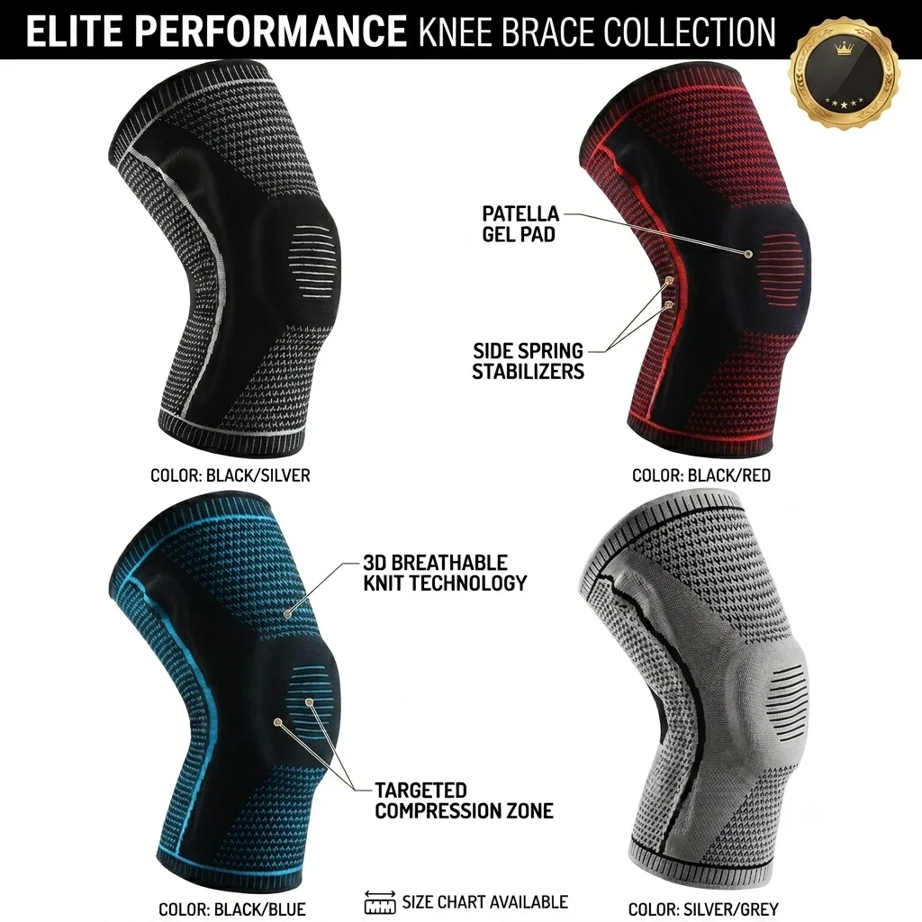  Elastic Silicone Knee Brace Nylon Sports Knee Pads Fitness Gear Patella Brace Running Basketball Volleyball Support - view 6
