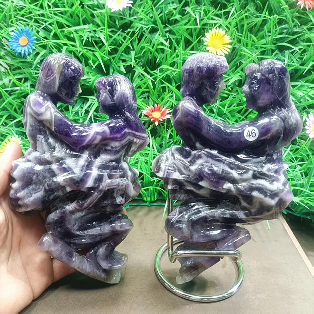 

Natural quartz crystal dreamy purple hand-carved lover's ghost chakra home decoration ornament