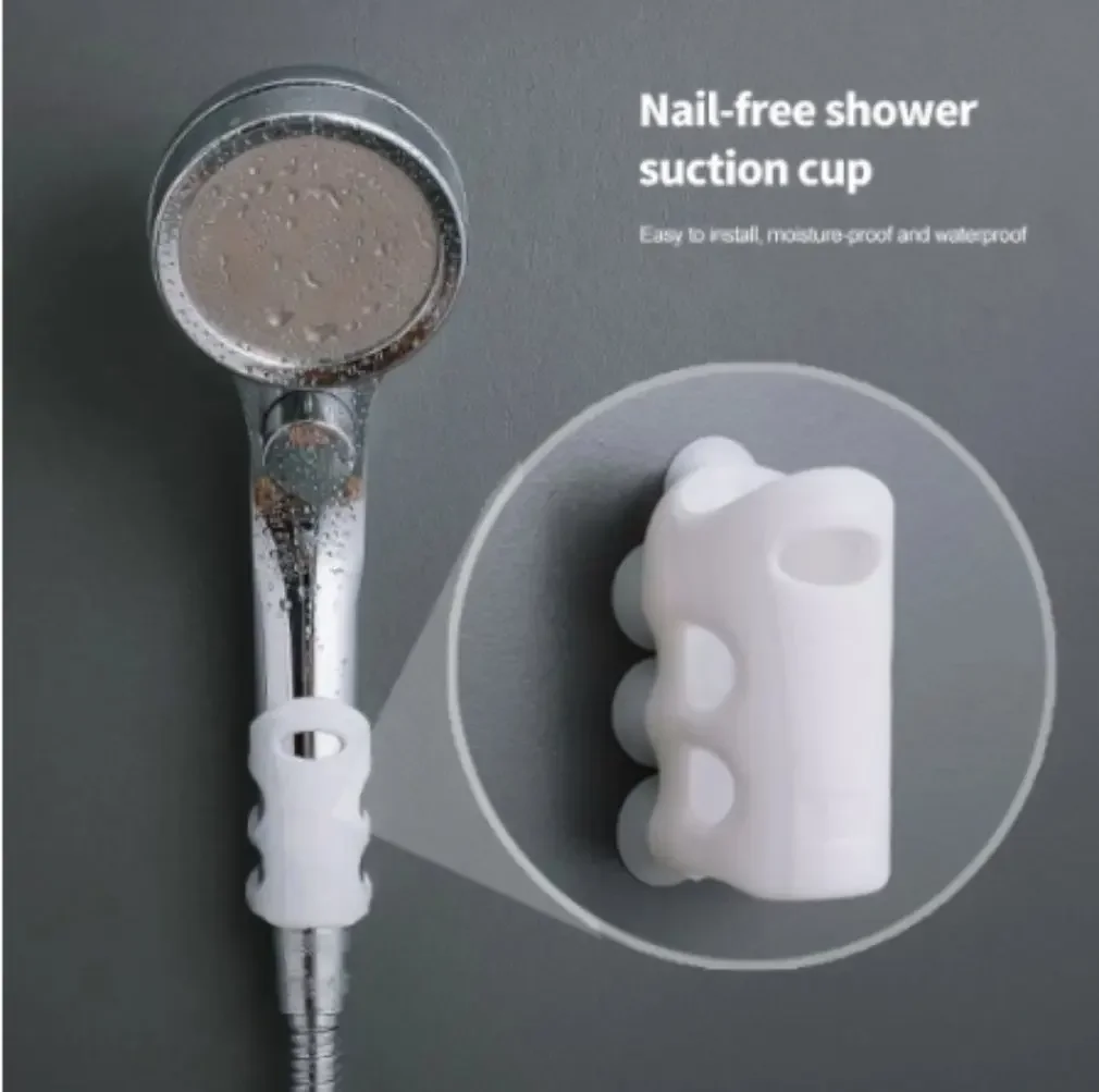 Shower Head Holder Punch-Free Shower Head Wall Mounting Bracket Silicone Suction Cup No Drill Need for Marble Glass Ceramic