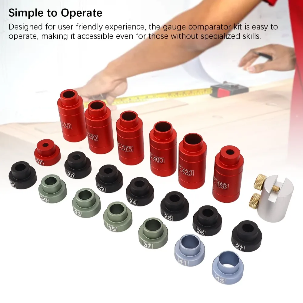 Precision Aluminum Alloy Gauge Comparator Kit 14 Inserts 6 Bushings Reloading Gauge Tool Gauge Comparator Storage