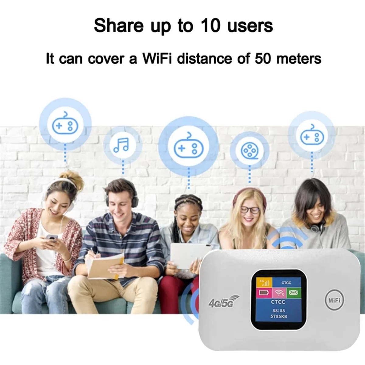 AT87-Portable 4G WiFi routeur MiFi 150Mbps voiture Mobile WiFi sans fil Hotspot écran couleur avec emplacement pour carte Sim prise en charge 10 utilisateurs