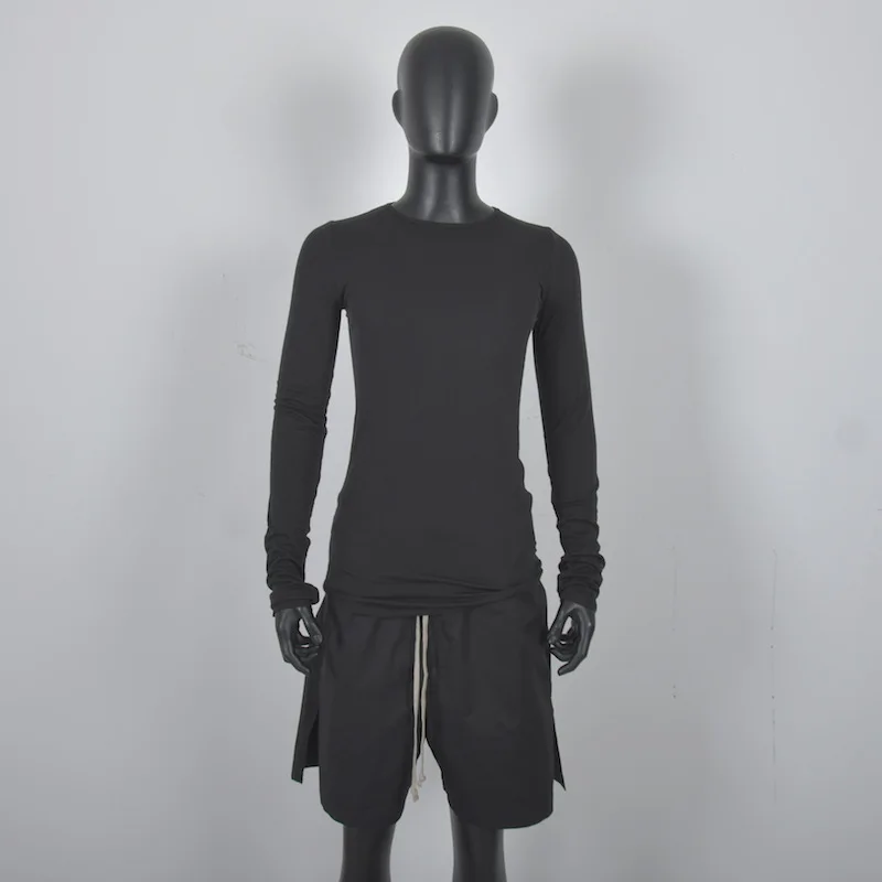 Dear RO High Street Tees Tshirt Men's Wool Thin Loose Round Collar Short Sleeve Casual Bottoming Long Sleeve T-shirt Tops