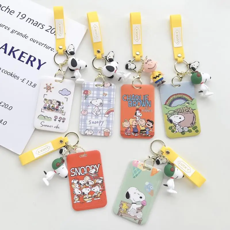 2025 Snoopy Card Cover Kawaii Miniso Japanese Student Cartoon Campus Card Subway Card Protective Set Backpack Pendant