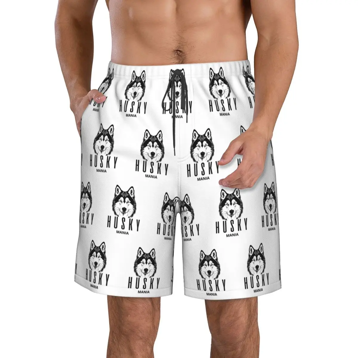 SIBERIAN HUSKY MANIA Trunks Beach Board Shorts Casual Quick Dry Swim Summer Men Pants