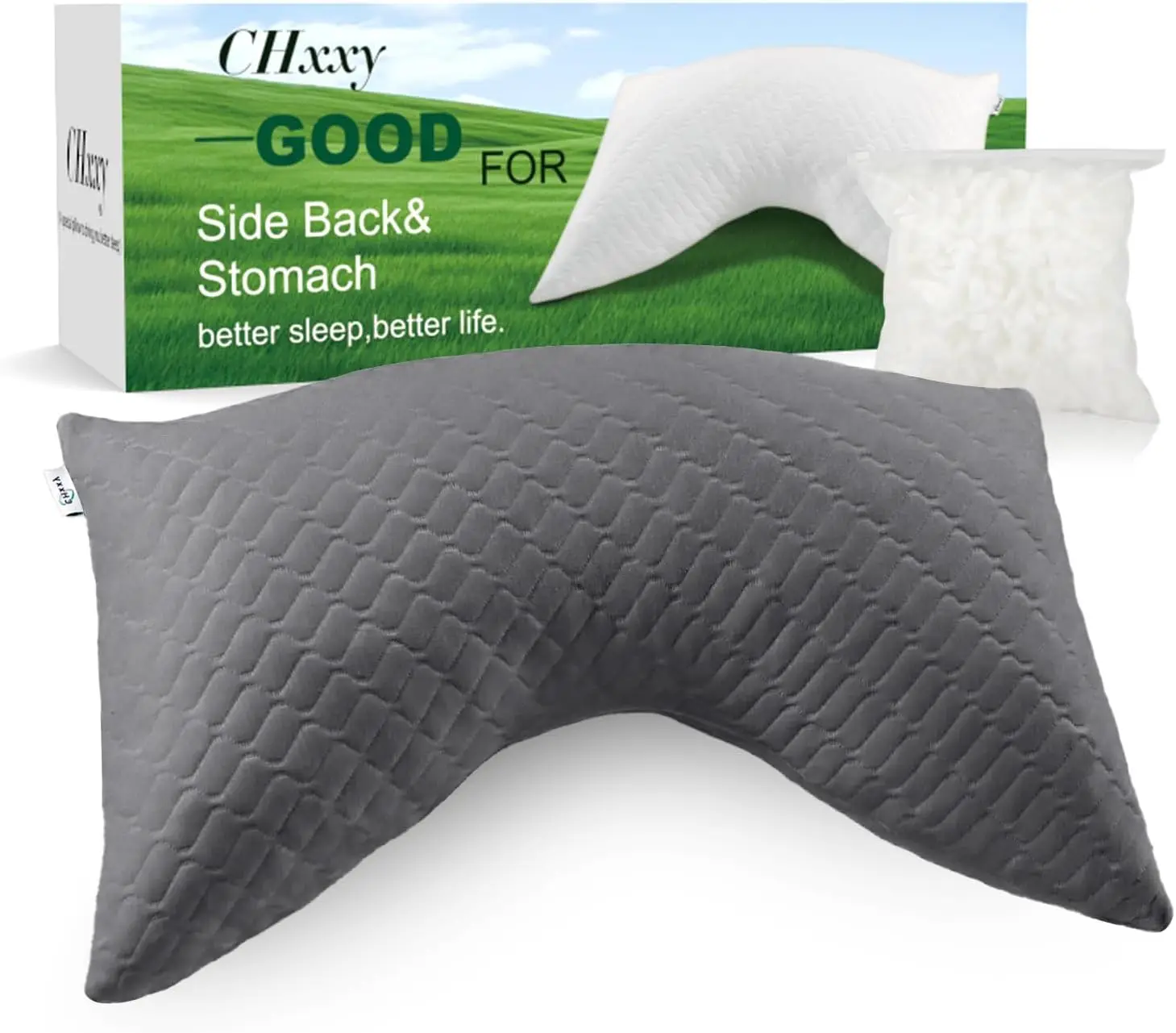 

Ergonomic Memory Foam Pillow for Neck Support, Adjustable Shredded Foam, Queen Size for All Sleep Positions