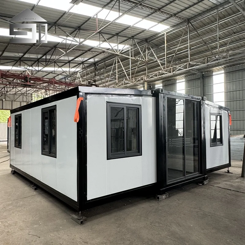Expandable Container House 20/30/40ft Portable Tiny Cabin 2 Bed 1 Bath Kitchen Balcony for Glamping Holiday Camping