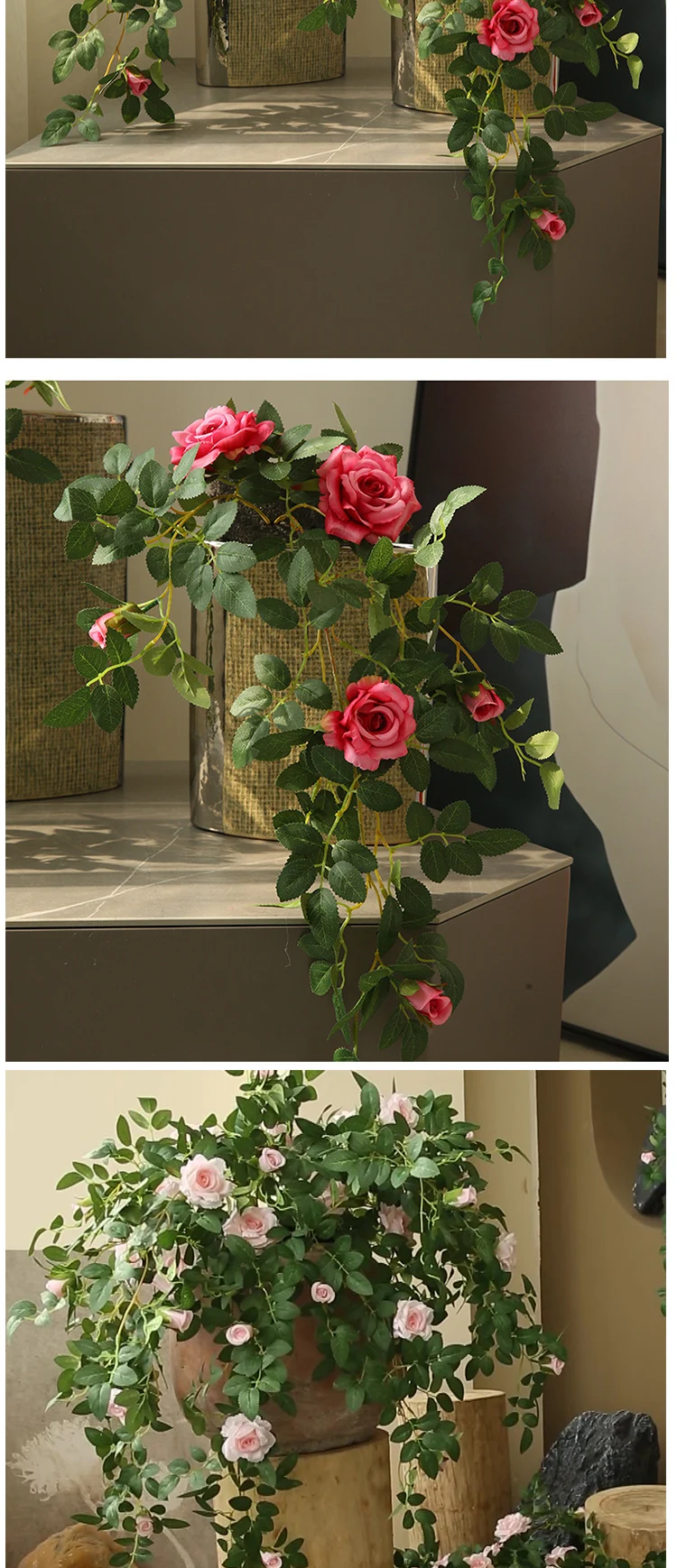 Rose-Serie Wandhängende Blumendekoration Blumen-Rattan DIY Hochzeit Wohnzimmer Empfang Dekoration Zubehör Event-Party-Requisiten – Detail 4