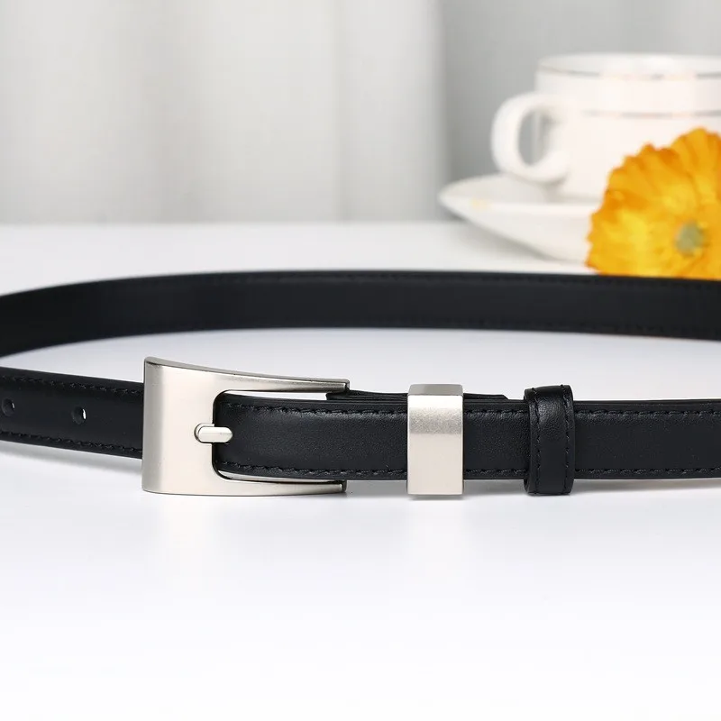 Fashionable and simple versatile top-grain leather belt for women light luxury elegant college-style decorative waist