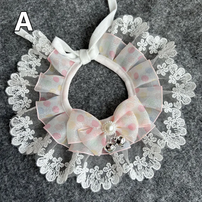 Fashion Cute Lace Bowknot Collar Cat Dog Neckerchief Pet Cats Kitten Flower Dog Puppy String Bib Necklace Neck Strap Scarf